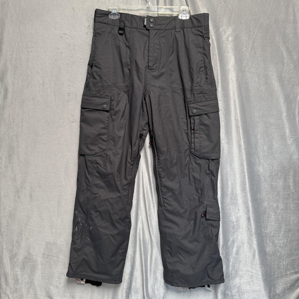 Quiksilver Snow Pants Mens Small Gray 10K‎ Waterproof Cargo Vents Ski Snowboard